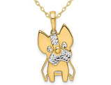 14K Yellow Gold Diamond-Cut Scottie Dog Charm Pendant Necklace with Chain